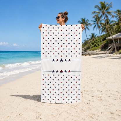 Personalized Patriotic Stars & Stripes Beach Towel – Custom Name Quick-Dry Summer Towel