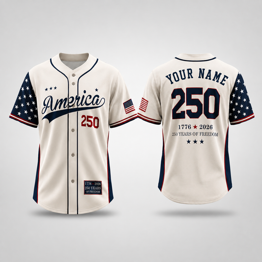 Personalized Freedom Stars 250 Baseball Jersey – Custom Name America Anniversary Shirt - GFN01BJ001