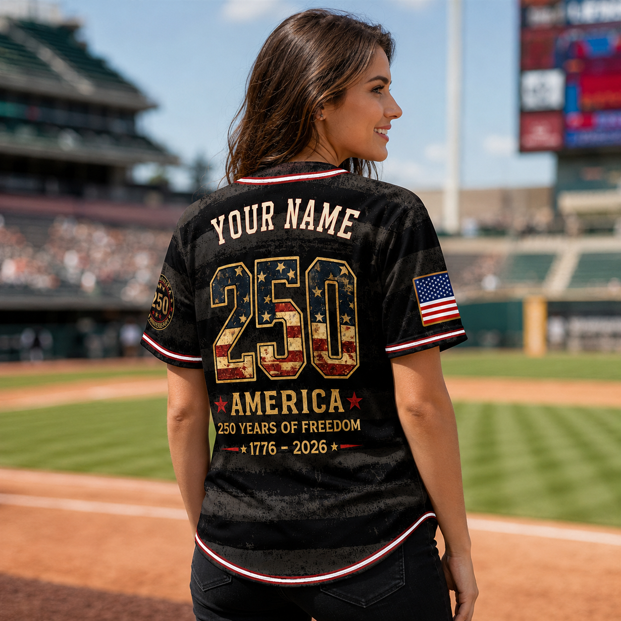 Personalized Midnight Patriot 250 Baseball Jersey – Custom Name America Freedom Shirt - GFN01BJ002