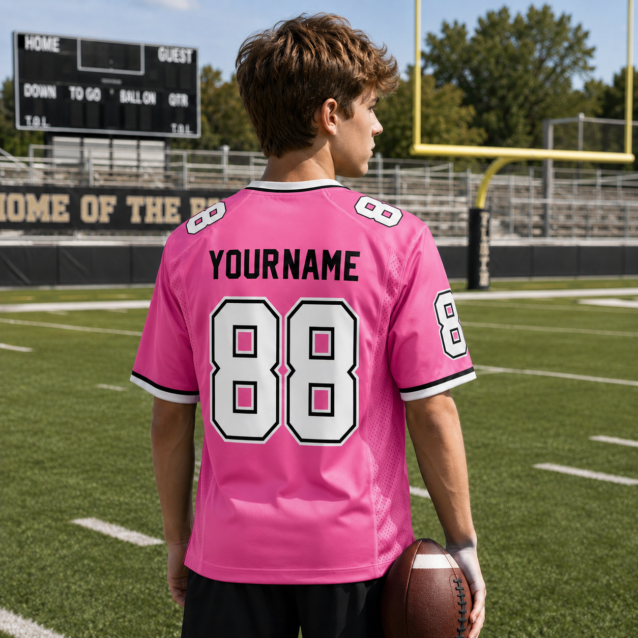 Personalized Pink Thunder Football Jersey – Custom Name & Number Game Day Shirt- GFN01FJ005