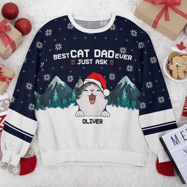 Custom Photo Meowy Christmas Cat AOP Ugly Sweatshirt T368 HN590