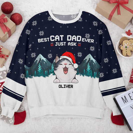 Custom Photo Meowy Christmas Cat AOP Ugly Sweatshirt T368 HN590