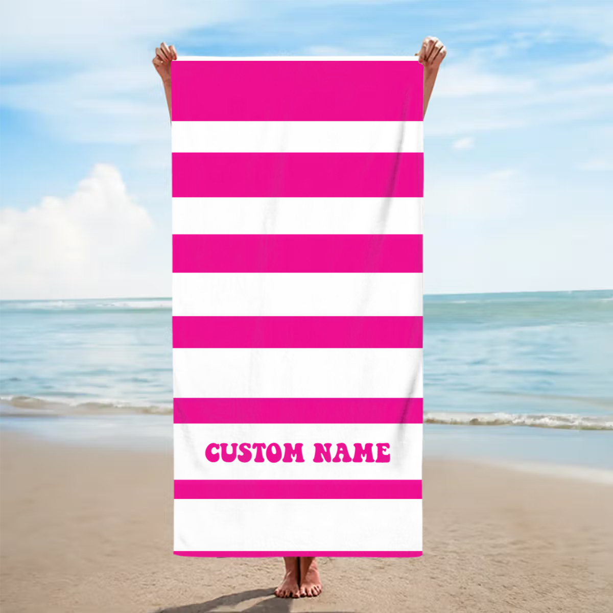 Personalized Classic Stripe Quick-Dry Beach Towel – Oversized Summer Gift
