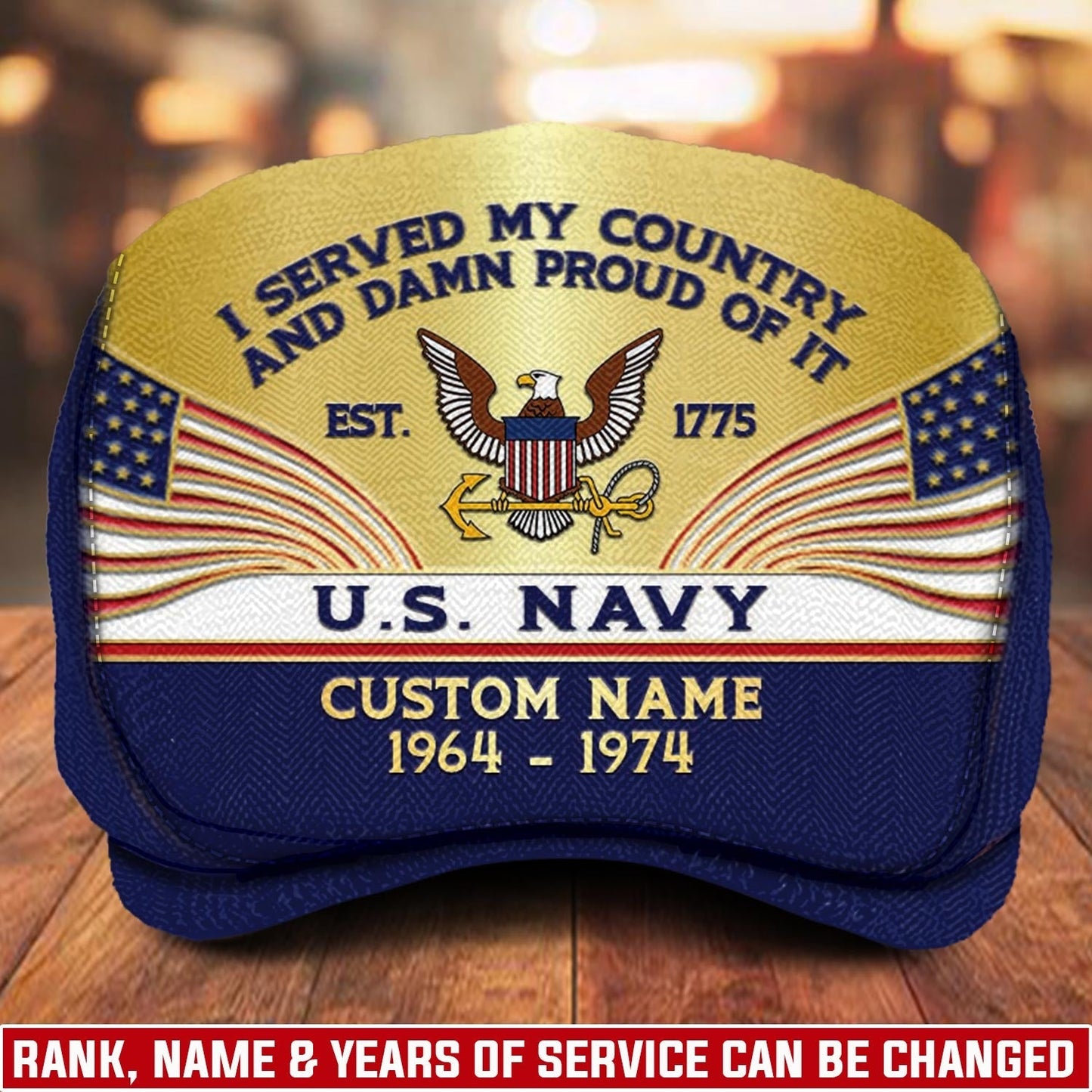 Custom U.S. Navy Jeff Cap –  Heritage Flag Emblem