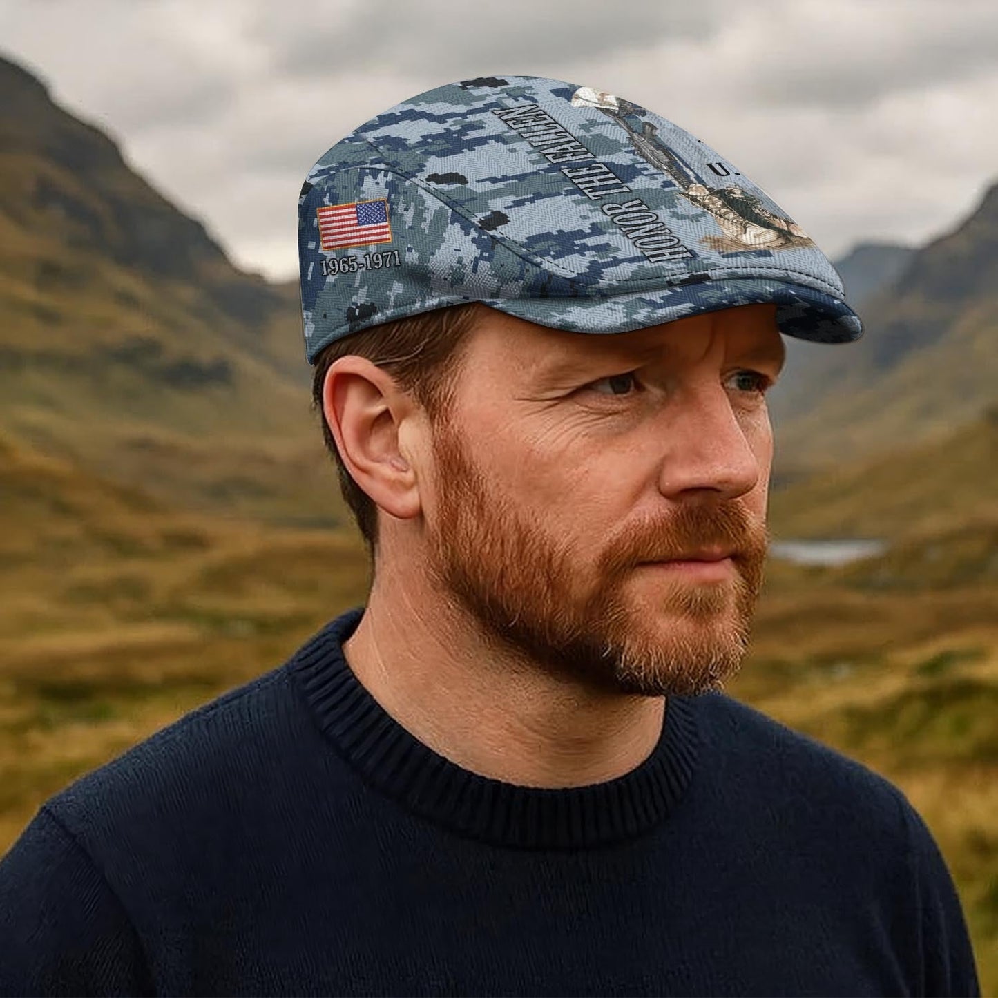 Custom U.S. Navy Jeff Cap –  Honor The Fallen Camo Tribute Cap