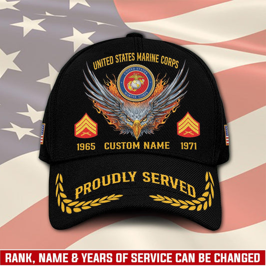 US Marine Corps – Classic Cap – Proudly Served - Flaming Eagle