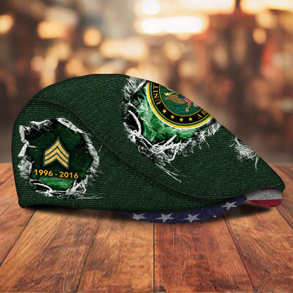 Custom U.S. Army Veteran Jeff Cap – Name, Rank & Service Years Personalized - Distressed denim pattern