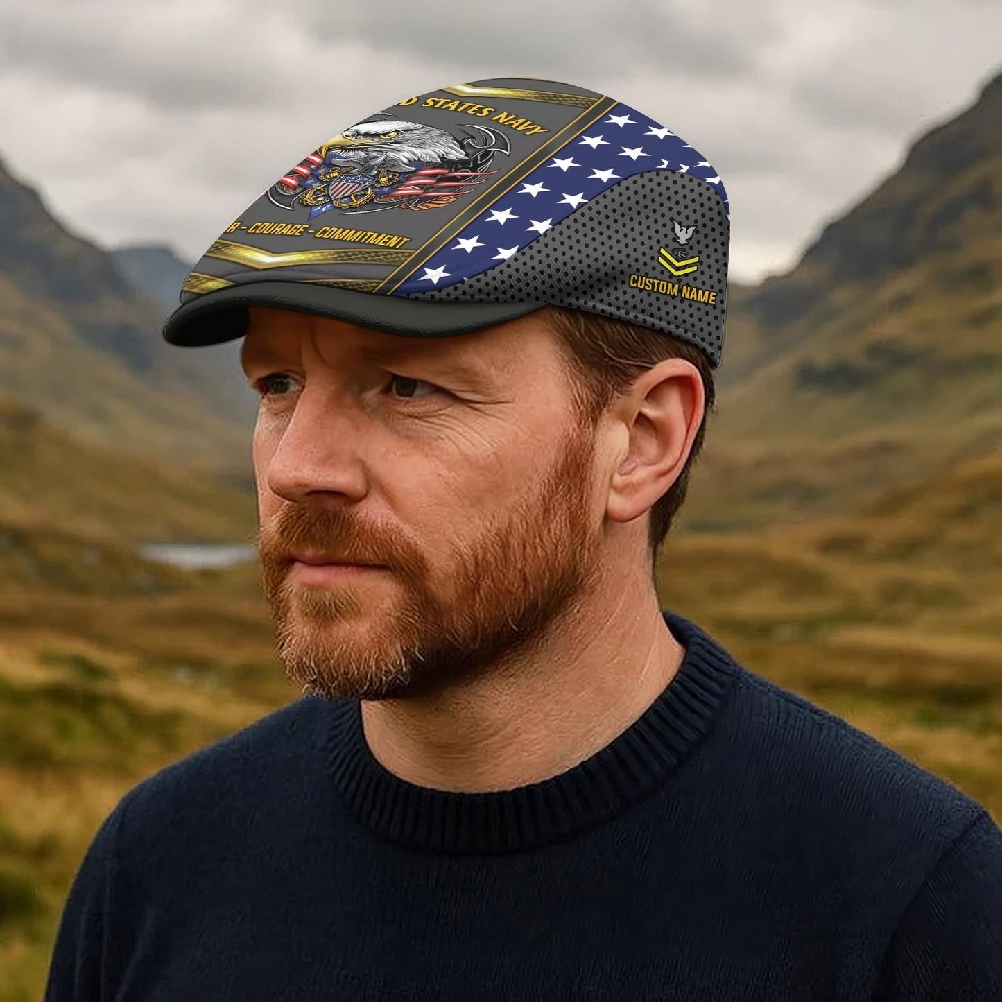 Custom U.S. Navy Jeff Cap –  USMC Honor Courage Commitment Veteran Cap