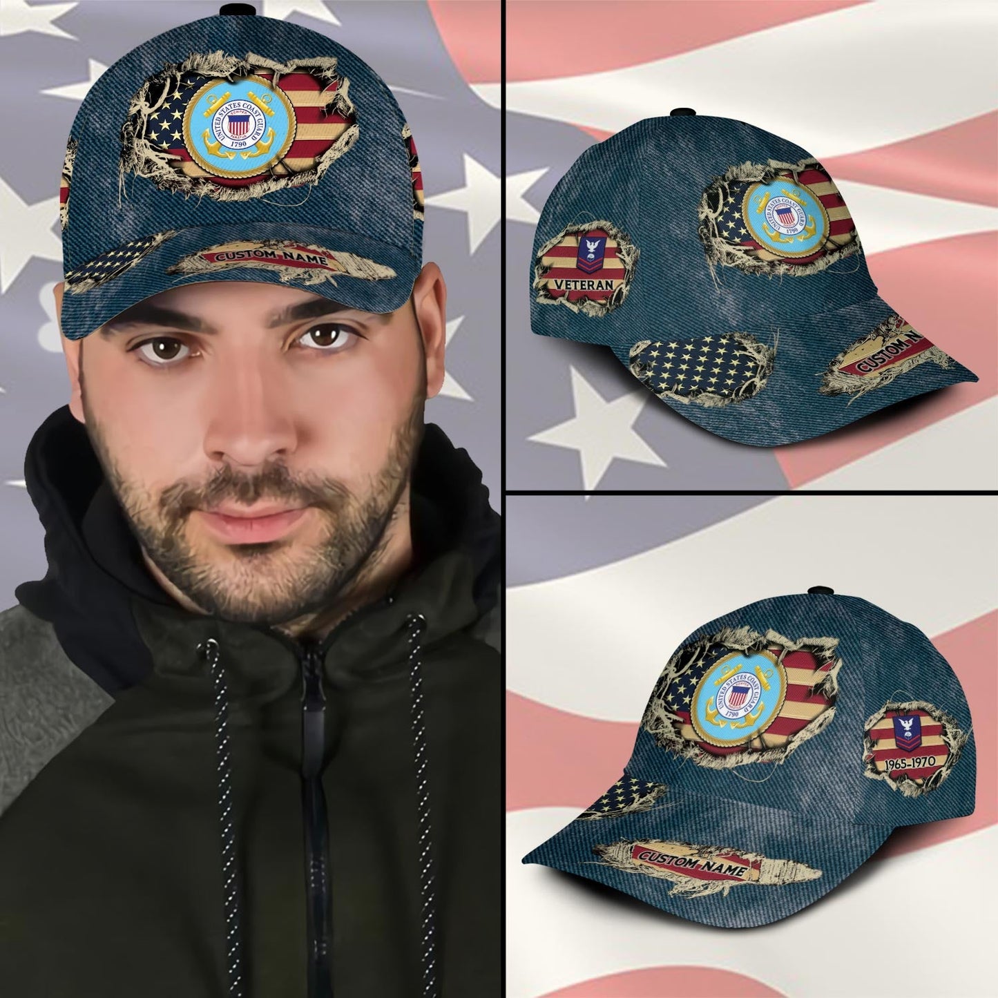 US Coast Guard – Classic Cap – Distressed Denim Print