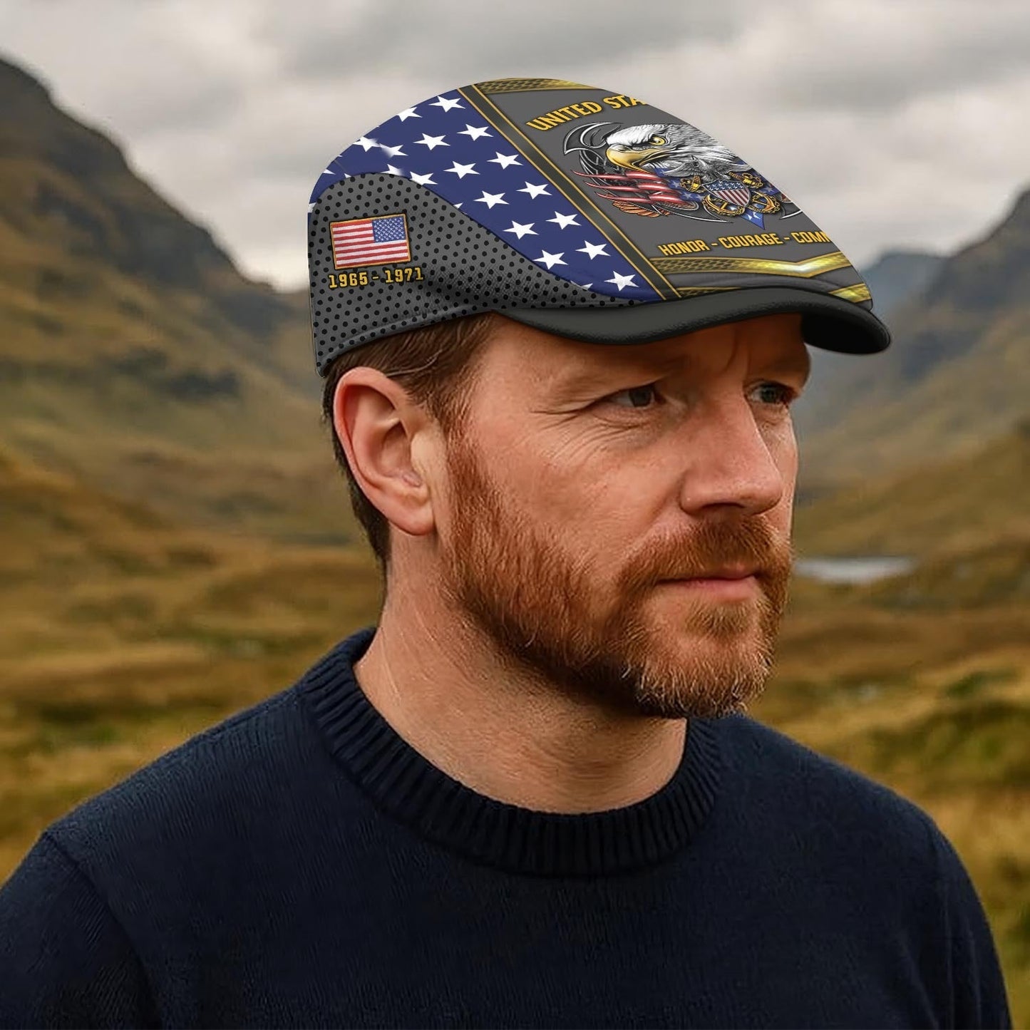 Custom U.S. Navy Jeff Cap –  USMC Honor Courage Commitment Veteran Cap