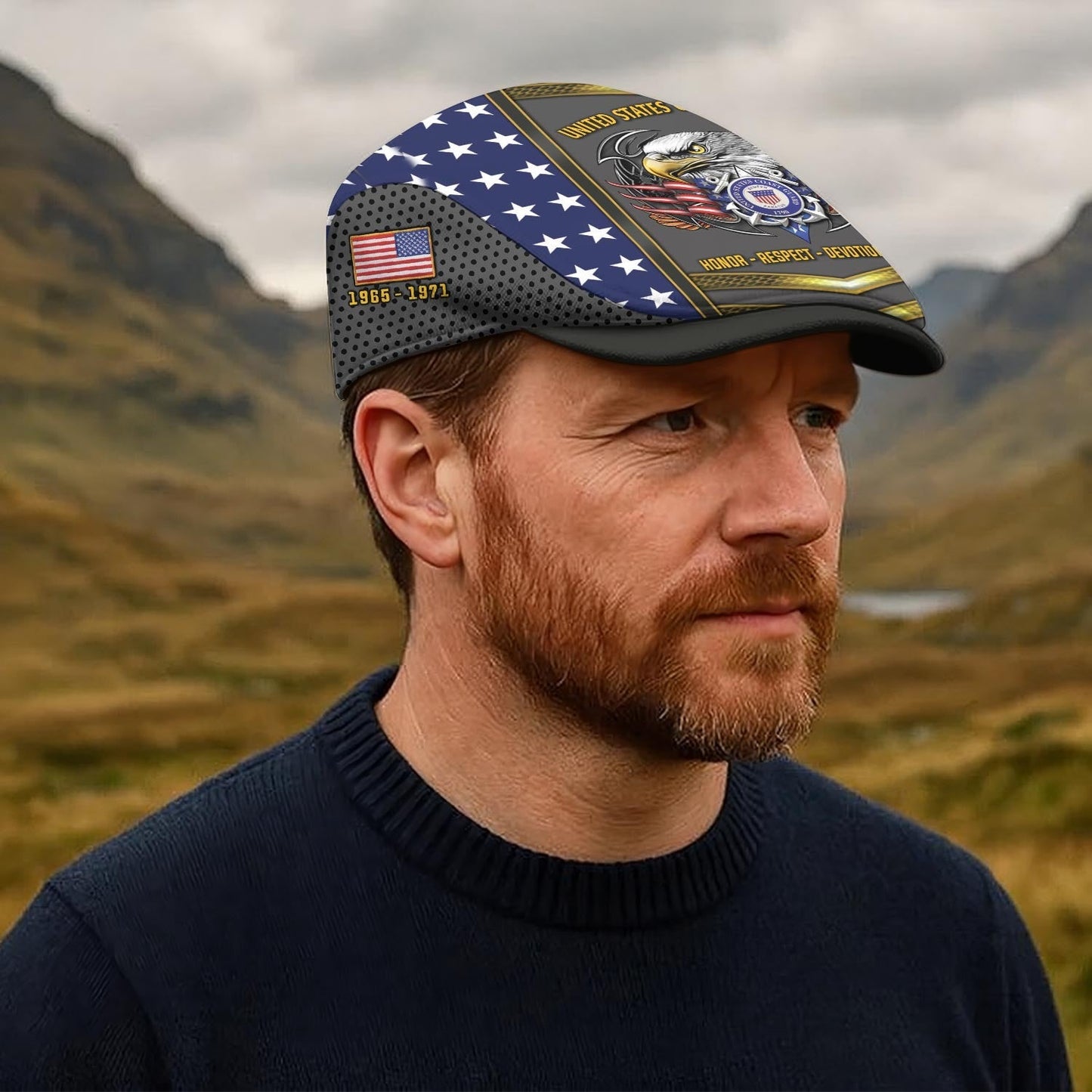 Custom U.S. Coast Guard Jeff Cap – USMC Honor Courage Commitment Veteran Cap