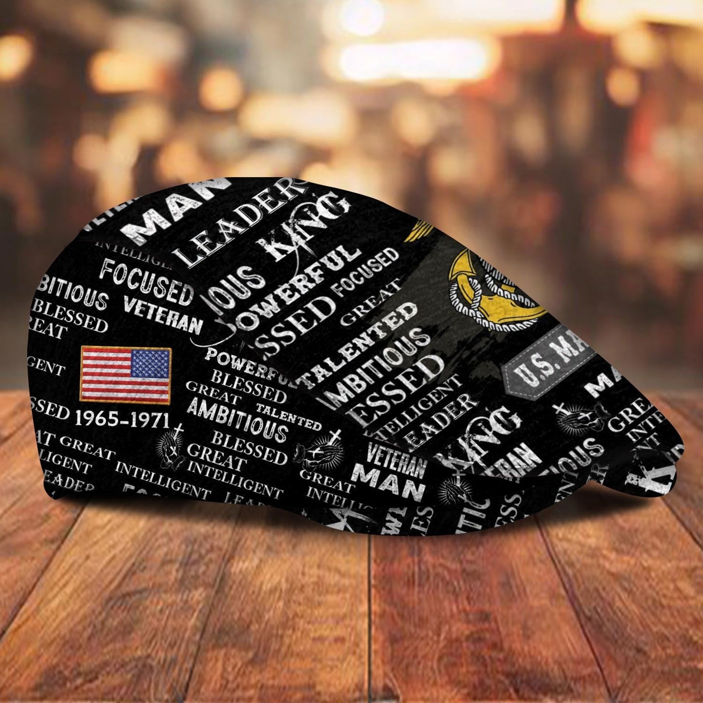 Custom U.S. Marine Corps Jeff Cap – Anchor & Motto Typography Design