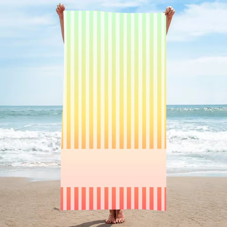 Personalized Coastal Stripe Beach Towel – Custom Name Quick-Dry Summer Towel
