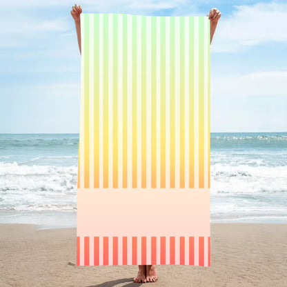 Personalized Coastal Stripe Beach Towel – Custom Name Quick-Dry Summer Towel