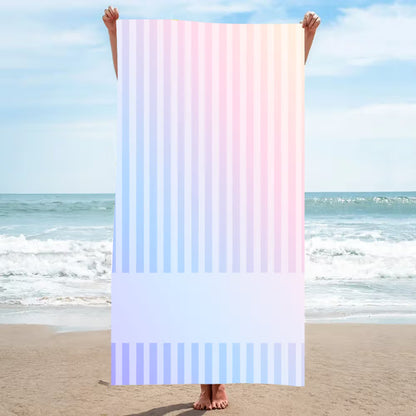 Personalized Coastal Stripe Beach Towel – Custom Name Quick-Dry Summer Towel