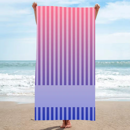 Personalized Coastal Stripe Beach Towel – Custom Name Quick-Dry Summer Towel