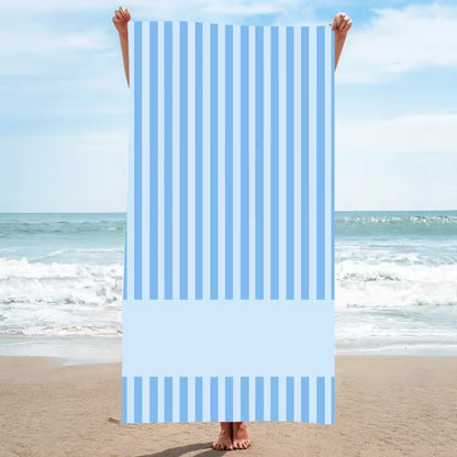 Personalized Coastal Stripe Beach Towel – Custom Name Quick-Dry Summer Towel