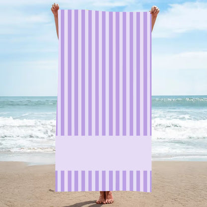 Personalized Coastal Stripe Beach Towel – Custom Name Quick-Dry Summer Towel