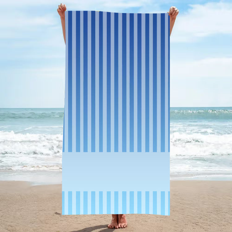 Personalized Coastal Stripe Beach Towel – Custom Name Quick-Dry Summer Towel