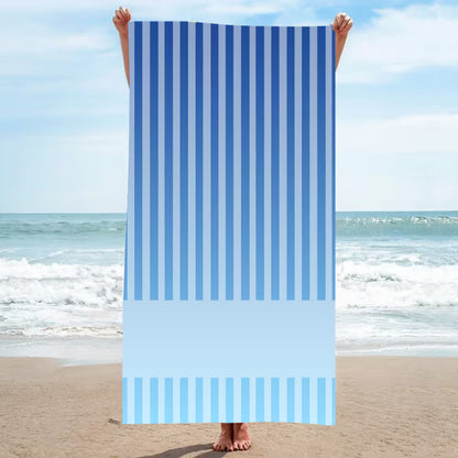 Personalized Coastal Stripe Beach Towel – Custom Name Quick-Dry Summer Towel