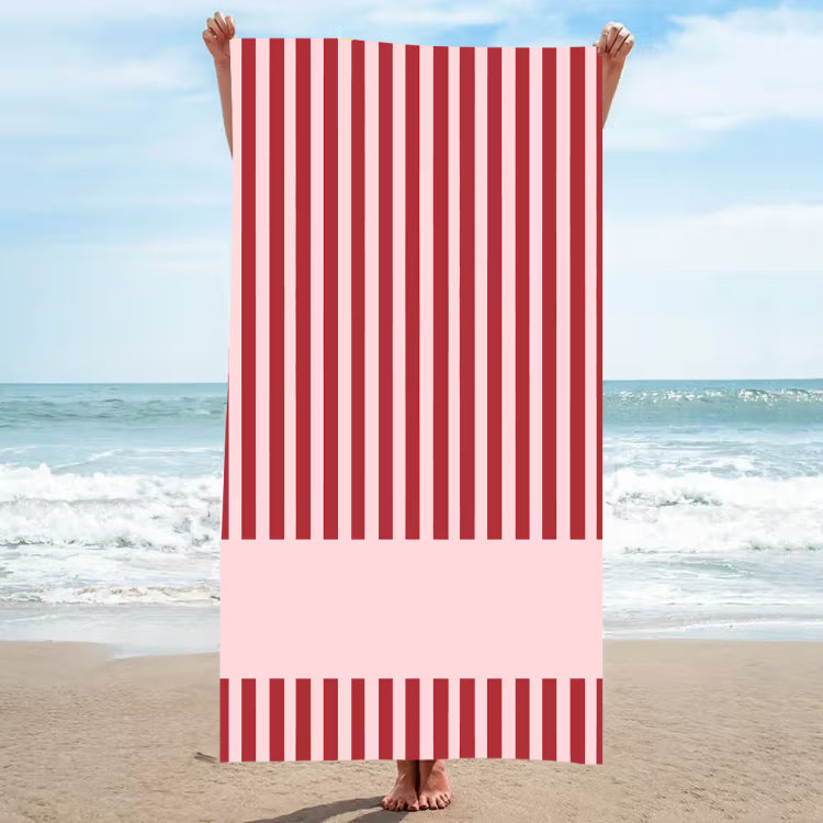 Personalized Coastal Stripe Beach Towel – Custom Name Quick-Dry Summer Towel