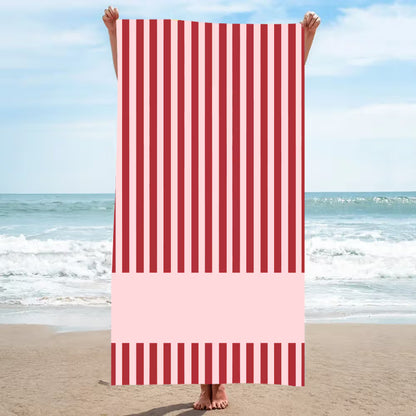 Personalized Coastal Stripe Beach Towel – Custom Name Quick-Dry Summer Towel