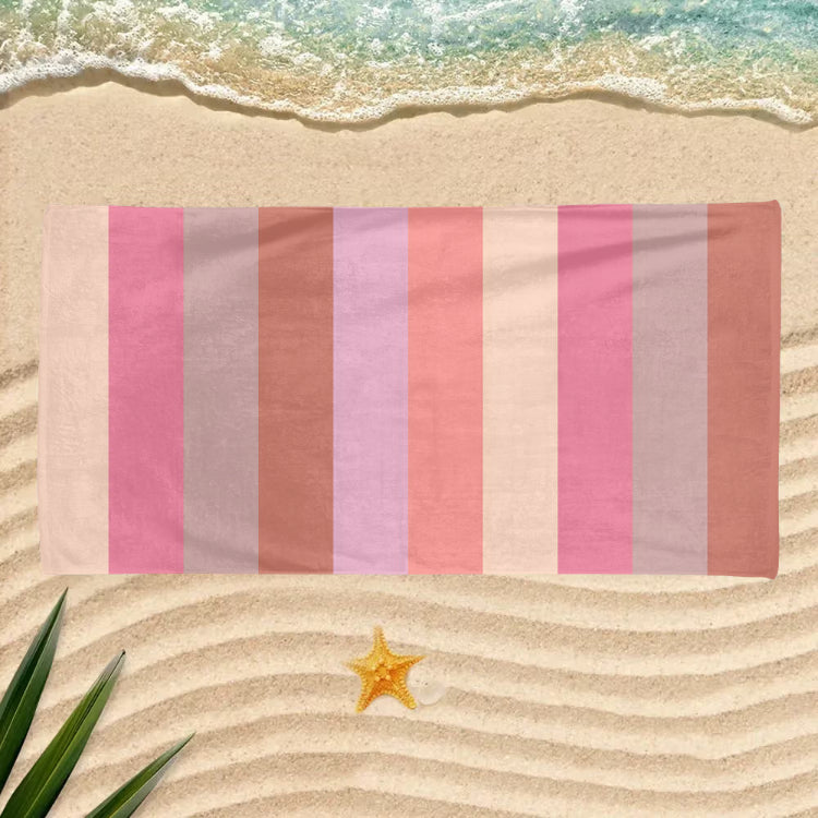 Personalized Pastel Stripe Beach Towel – Custom Name Quick-Dry Summer Towel